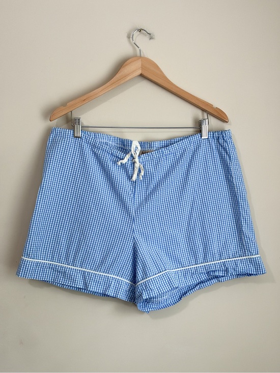 BedHead Pants - BedHead Light Blue Gingham Drawstring Shorts